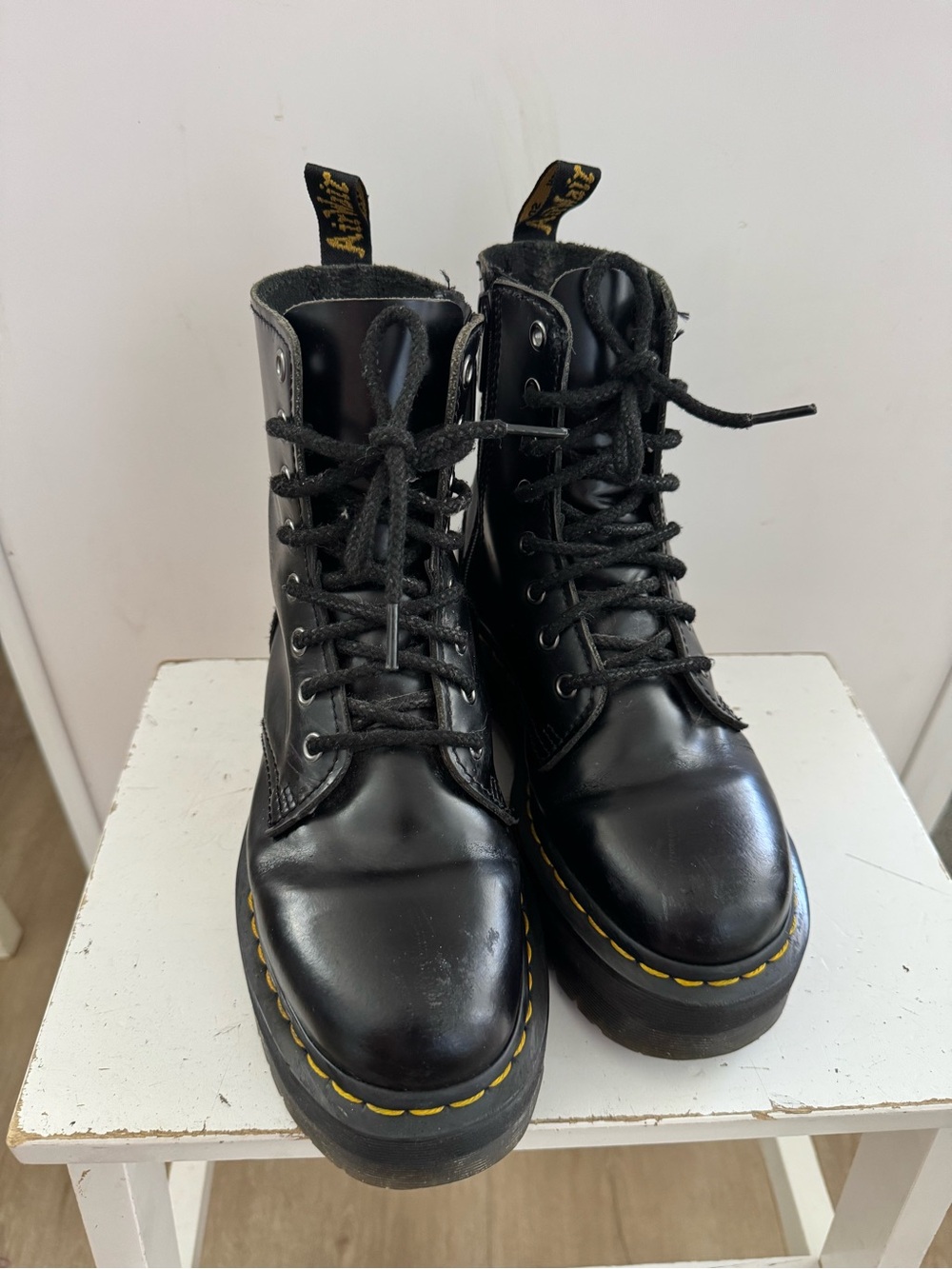 Dr Martens combat boots size 7 Jadon smooth leather platform boots